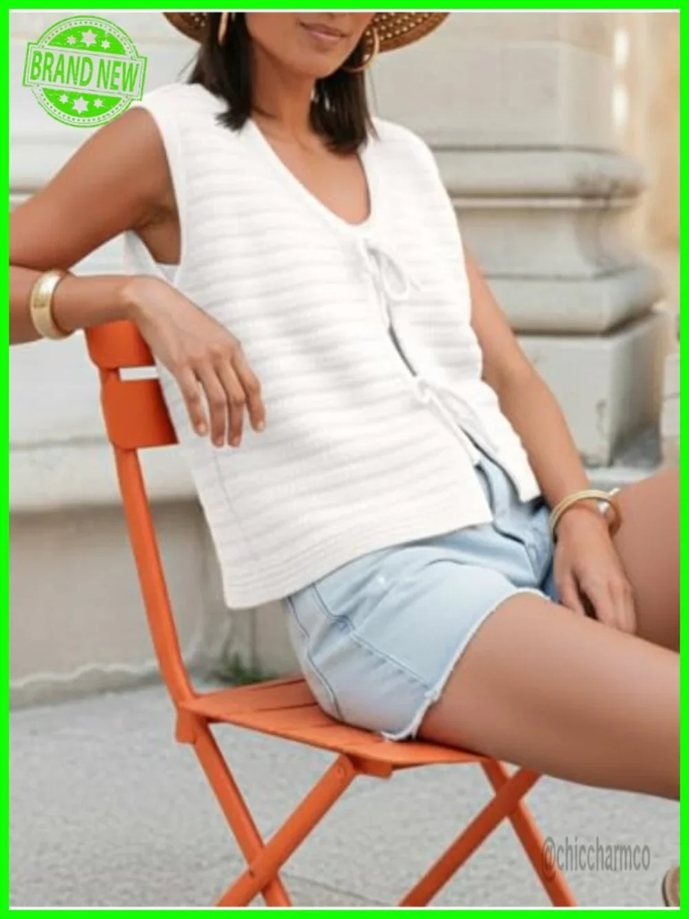 Lightweight Cable Knit Sweater Vest V Neck Button Front Cardigan
